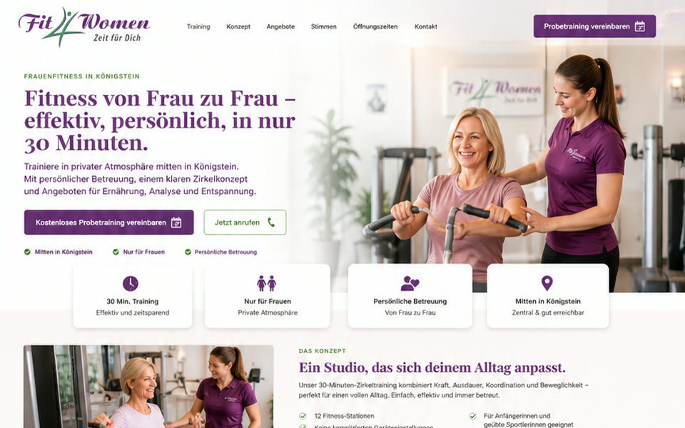 Preview of the Fit4Women homepage