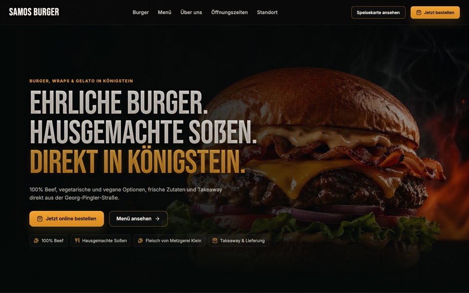 Preview of the Samos Burger homepage